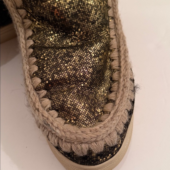 Free People MOU Eskimo sneaker boots limited edition black with gold sparkles - Picture 10 of 13